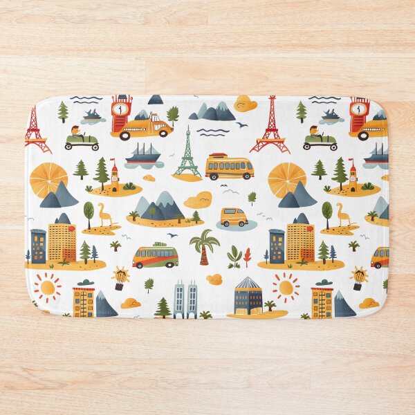 Item preview, Travel Pattern For Kids Cars Buses Ships Buildings Mountains Palms designed and sold by sheprint.
