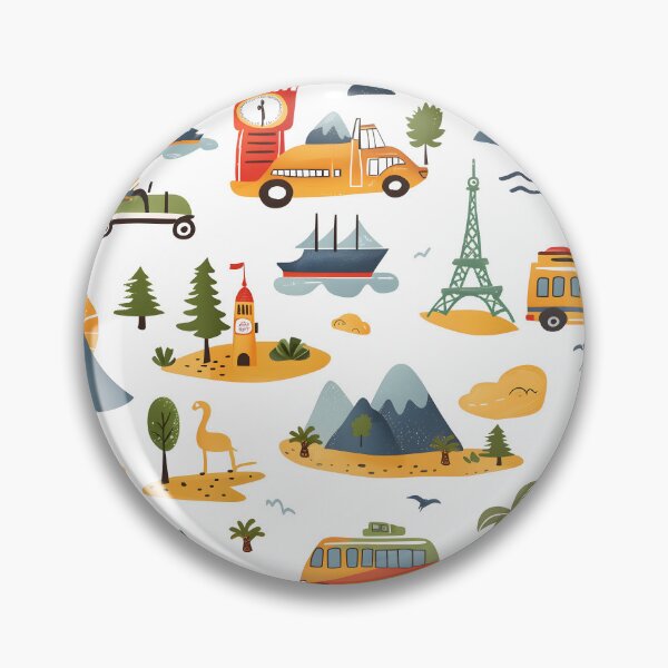 Item preview, Travel Pattern For Kids Cars Buses Ships Buildings Mountains Palms designed and sold by sheprint.