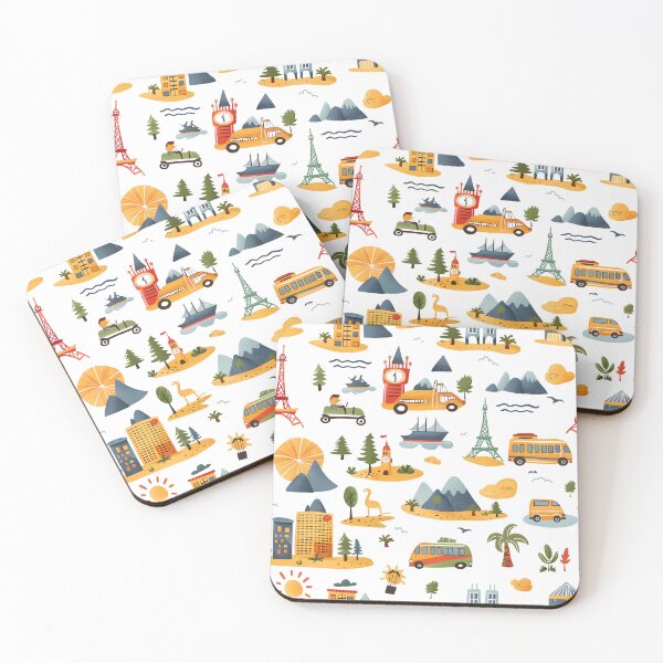 Item preview, Travel Pattern For Kids Cars Buses Ships Buildings Mountains Palms designed and sold by sheprint.