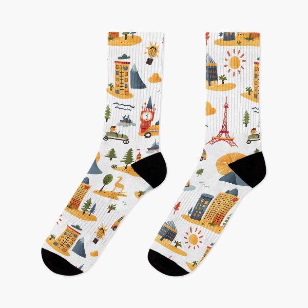 Item preview, Travel Pattern For Kids Cars Buses Ships Buildings Mountains Palms designed and sold by sheprint.