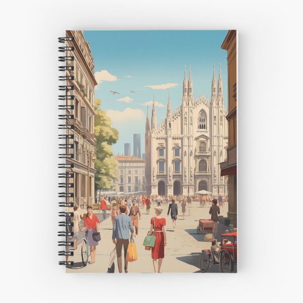 Aperçu de l'œuvre Affiche de voyage de Milan Italie créée et vendue par peachypoppet.