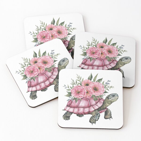 Item preview, Watercolor painted cute pink turtle designed and sold by nimmitrends.