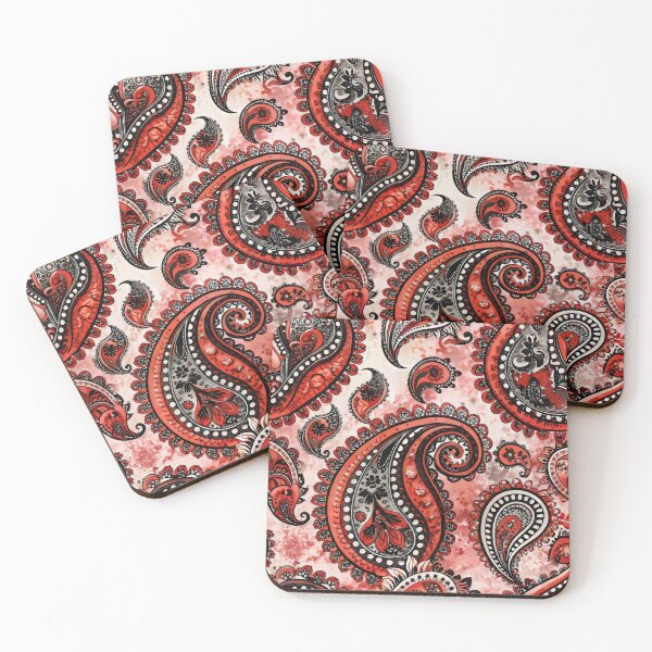 Item preview, Watercolor Boho Style paisley pattern, red and black handpainted designed and sold by patterncrow.