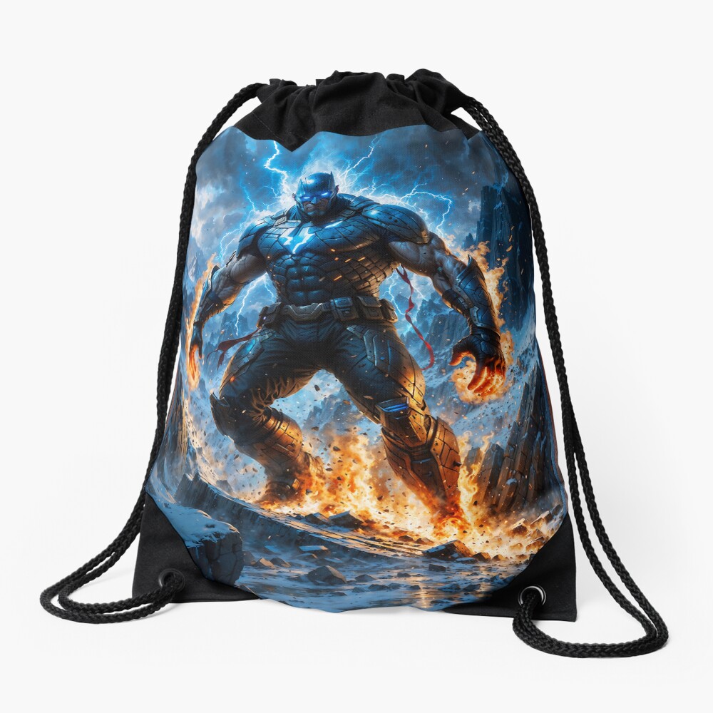 Mockdor The Electrifying Superhero Readies For Battle Astounding AI Concept Art by Xzendor7 Decorative Sci-Fi Art Print Drawstring Bag