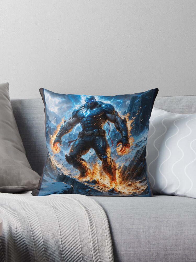 Mockdor The Electrifying Superhero Readies For Battle Astounding AI Concept Art by Xzendor7 Decorative Sci-Fi Art Print Throw Pillow