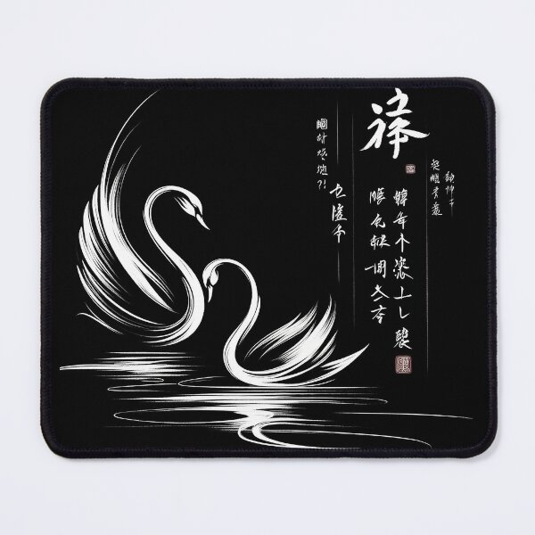 Item preview, Japanese Calligraphy two Swans Tranquil Sumi-e designed and sold by NEUMANN ArtWear Boutique.
