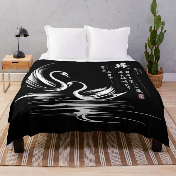 Item preview, Japanese Calligraphy two Swans Tranquil Sumi-e designed and sold by NEUMANN ArtWear Boutique.