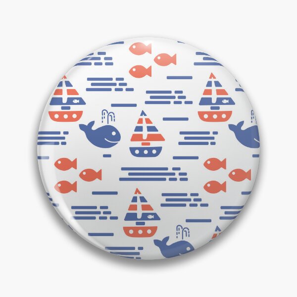 Item preview, Summer retro pattern with fish, whales and sailboats in the sea designed and sold by Deepness2023.