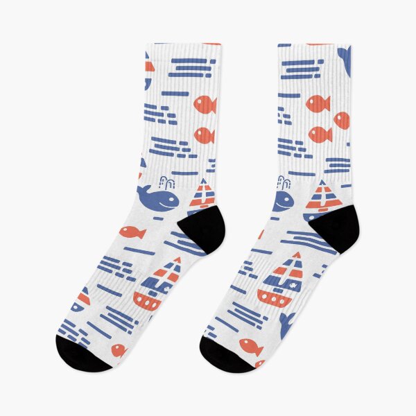Item preview, Summer retro pattern with fish, whales and sailboats in the sea designed and sold by Deepness2023.
