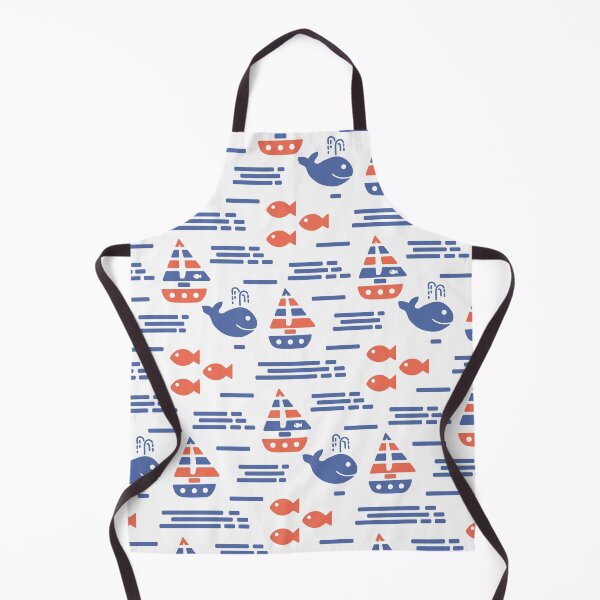 Item preview, Summer retro pattern with fish, whales and sailboats in the sea designed and sold by Deepness2023.