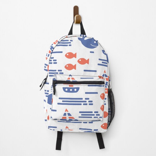 Item preview, Summer retro pattern with fish, whales and sailboats in the sea designed and sold by Deepness2023.