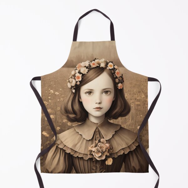 Item preview, Flower Head Vintage Girl Portrait in a Chamomile Field designed and sold by MadnessEnvelope.