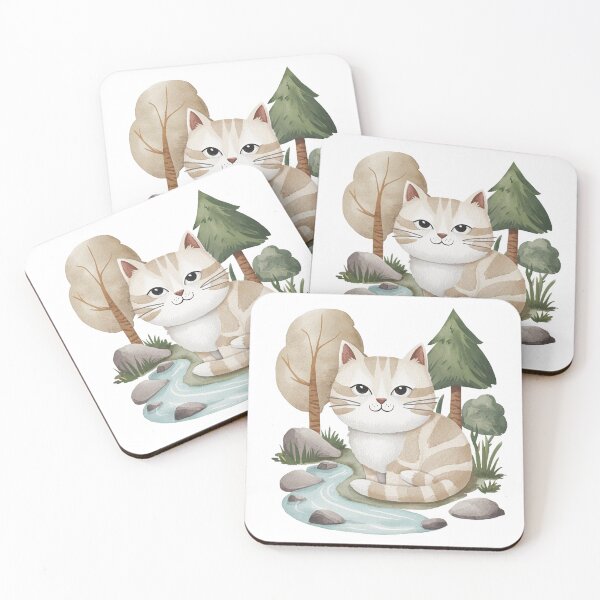 Item preview, Cute fluffy cat Watercolor cartoon character designed and sold by PharaonicArtist.