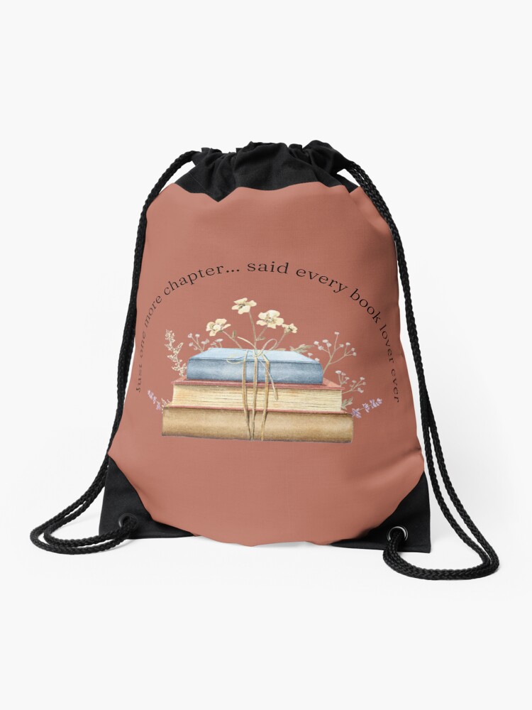 Thumbnail 1 of 3, Drawstring Bag, Teelie Turner's Author~Just One More Chapter (Rust)™ designed and sold by FairyBookClub.