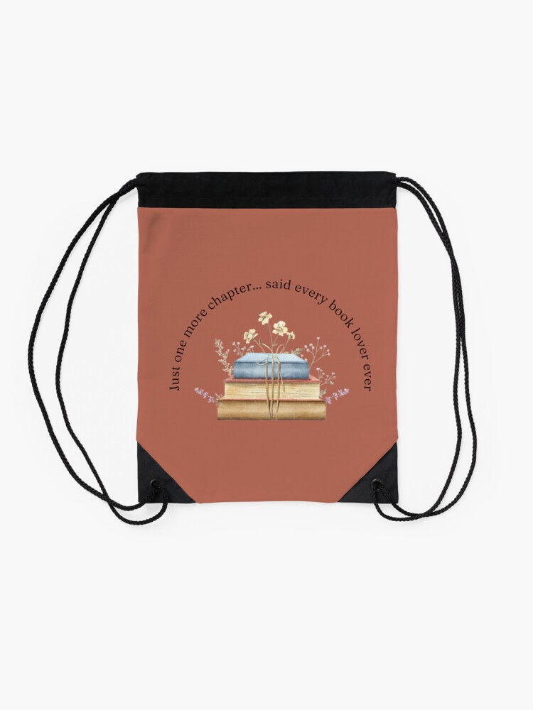 Thumbnail 2 of 3, Drawstring Bag, Teelie Turner's Author~Just One More Chapter (Rust)™ designed and sold by FairyBookClub.