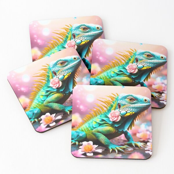 Item preview, iguana, green, blue in flowers designed and sold by janjacbu.
