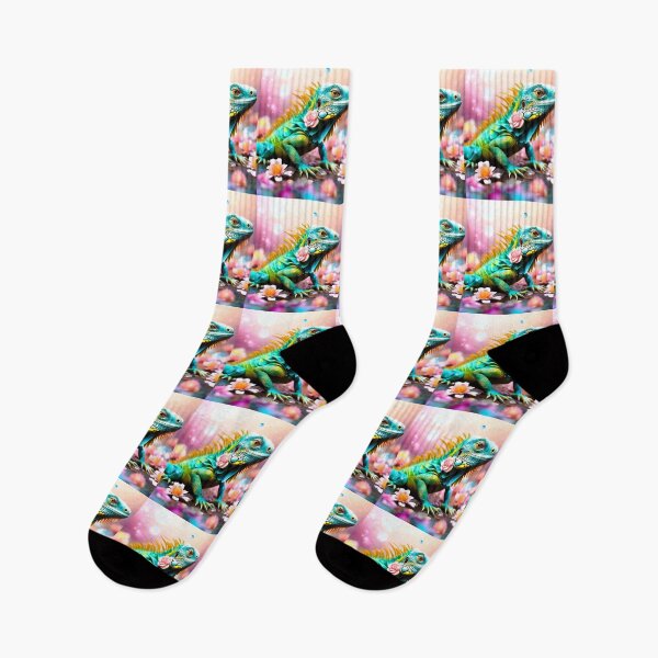 Item preview, iguana, green, blue in flowers designed and sold by janjacbu.