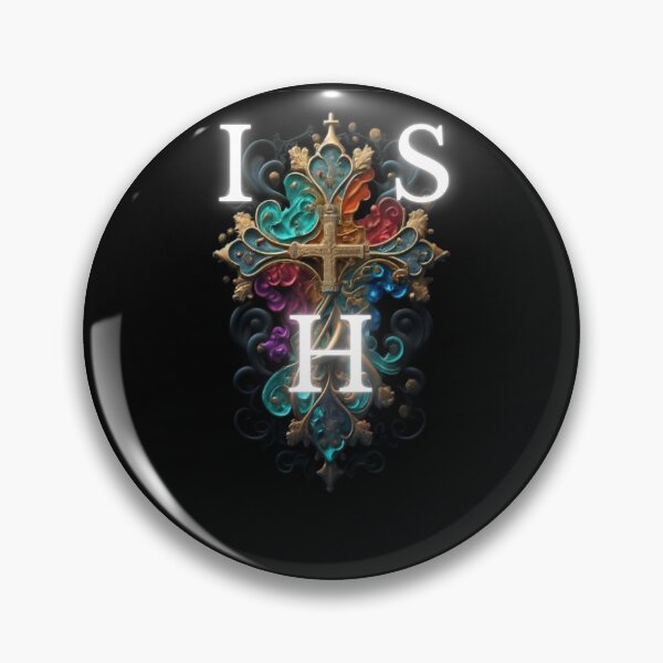 Item preview, Cross with IHS in artistic christian style cute colorful romantic gifts  designed and sold by thankful-loco.