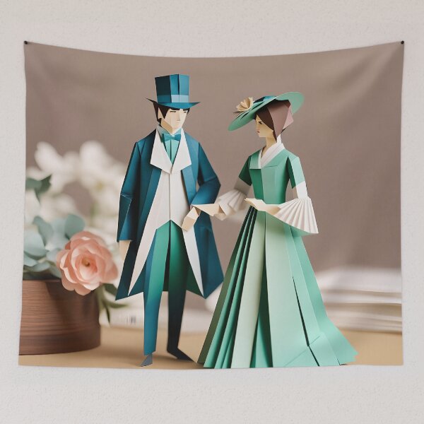 Item preview, Origami Art - Regal Romance: A Couple in Regency Attire designed and sold by ArtfulFolds.