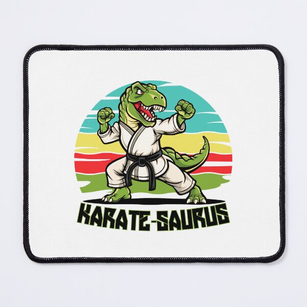 Item preview, Funny Karate-Saurus Retro Sunset Dino Lovers Trex designed and sold by MotivaChic.
