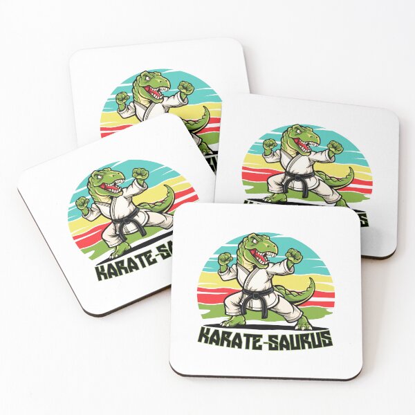 Item preview, Funny Karate-Saurus Retro Sunset Dino Lovers Trex designed and sold by MotivaChic.