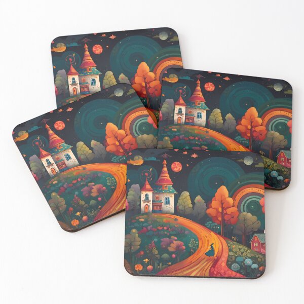 Item preview, Warm Night in my Village by the Enchanted Forest Realm - Naive Art designed and sold by Second Draft Visuals.