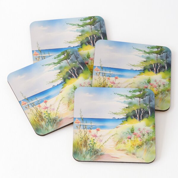 Item preview, Vibrant Watercolor Beach Trail designed and sold by StephanieLZ.