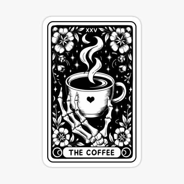 Item preview, Coffee Tarot Coffee and Books Tarot Card The Reader Black and White Coffee Kindle designed and sold by BookWishEra.