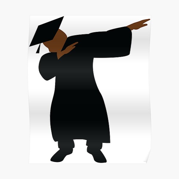 Vestido y birrete de graduación Dabbing Graduado HBCU Black Man Póster