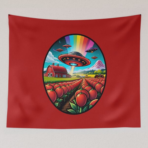 Item preview, Red UFO Above A Farm designed and sold by TheArtOfPat.
