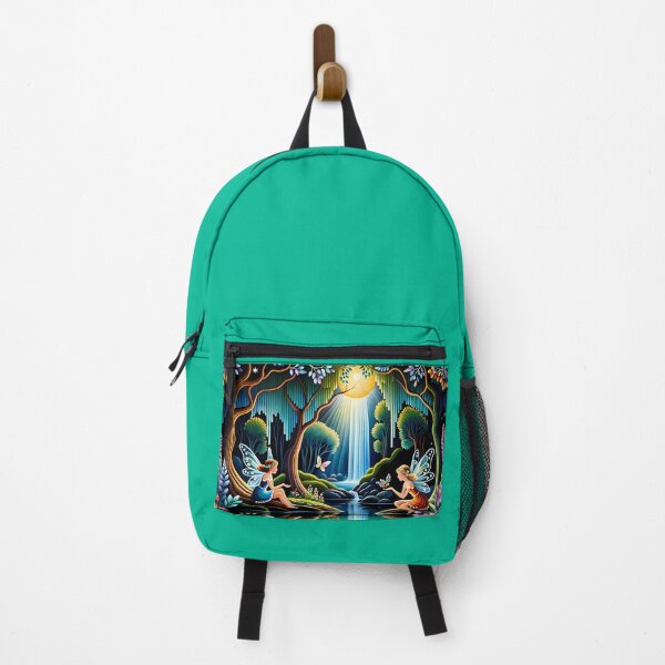 Item preview, Fairies Share the Sunset in the Enchanted Forest Realm - Naive Art designed and sold by Second Draft Visuals.