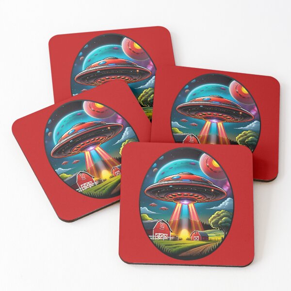 Item preview, Red UFO Above A Farm designed and sold by TheArtOfPat.