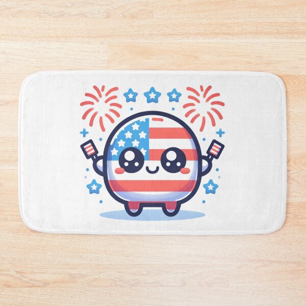 Item preview, Kawaii American Flag Holding Flags With Fireworks designed and sold by BassHeadMomma.