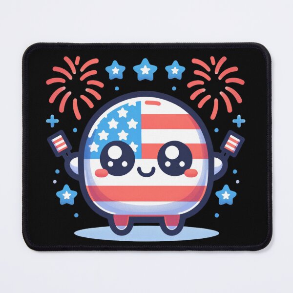 Item preview, Kawaii American Flag Holding Flags With Fireworks designed and sold by BassHeadMomma.