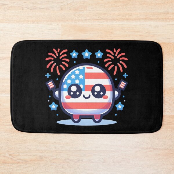 Item preview, Kawaii American Flag Holding Flags With Fireworks designed and sold by BassHeadMomma.