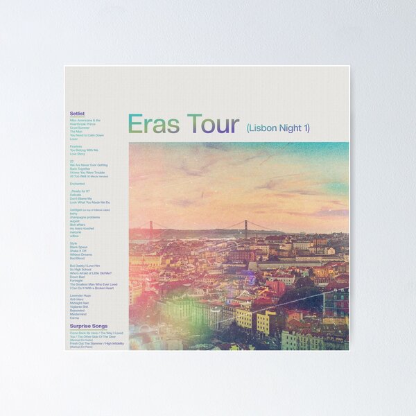 Vista previa del artículo con la obra «Eras Setlist Noche de Lisboa 1», diseñado y vendido por SheWolfDaughter.