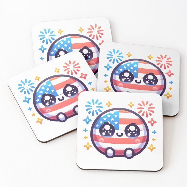 Item preview, Kawaii American Flag With Fireworks designed and sold by BassHeadMomma.