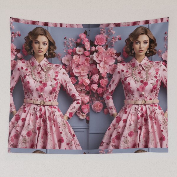 Item preview, feminine pink dress with flower print spring style designed and sold by Carlos Gudino.