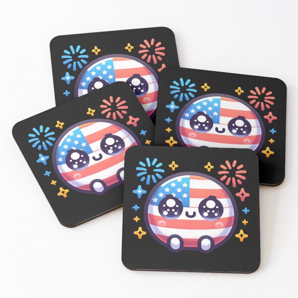 Item preview, Kawaii American Flag With Fireworks designed and sold by BassHeadMomma.