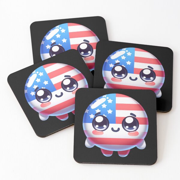 Item preview, Kawaii American Flag Smiley Face designed and sold by BassHeadMomma.