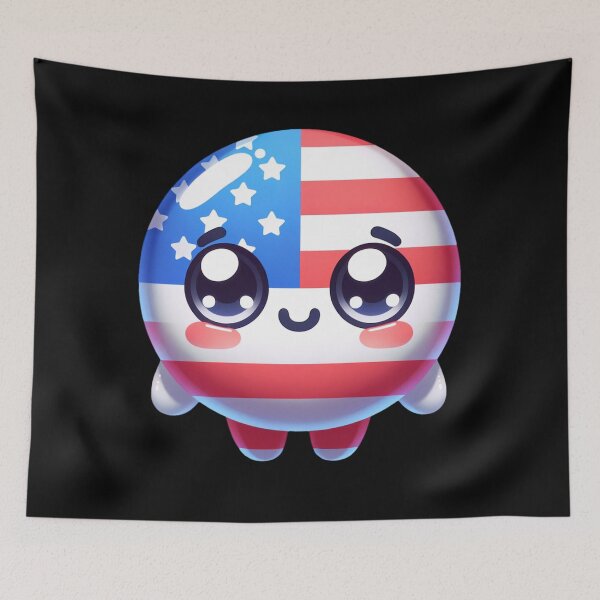 Item preview, Kawaii American Flag Smiley Face designed and sold by BassHeadMomma.