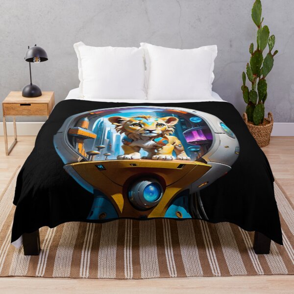 Item preview, Baby Lion In A Futuristic Cyber City designed and sold by TheArtOfPat.