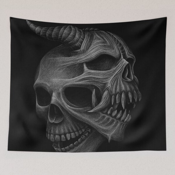 Item preview, Oni human skull designed and sold by Deaven Kaiser Art.