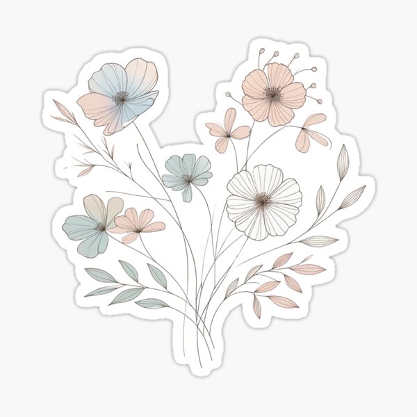 Item preview, Elegant Line Art Flowers - Minimalistic Floral Design designed and sold by Simplystik.