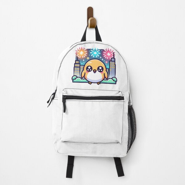 Item preview, Fireworks Over City Skyline With Kawaii Yellow Bird designed and sold by BassHeadMomma.