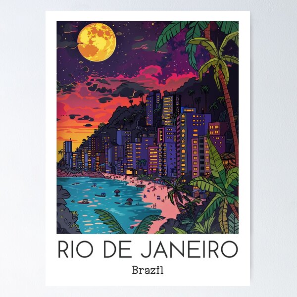 Item preview, A Pop Art Travel Print of Rio de Janeiro - Brazil designed and sold by StudioRedKoala.