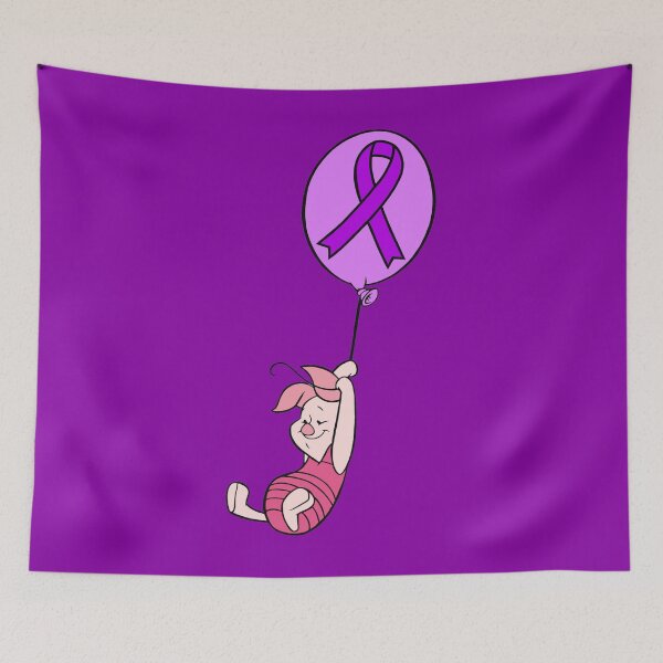 Item preview, Little Pig Hanging From an Awareness Ribbon Balloon (Purple) designed and sold by CaitlynConnor.
