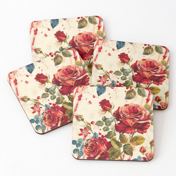 Item preview, Vintage Red Roses Print Pattern designed and sold by HollywoodInked.