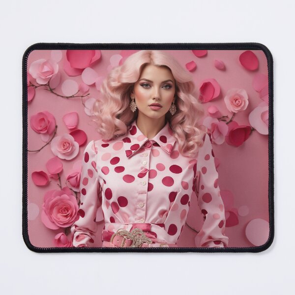 Item preview, feminine woman wearing spring dress with roses in spots pink tones designed and sold by Carlos Gudino.