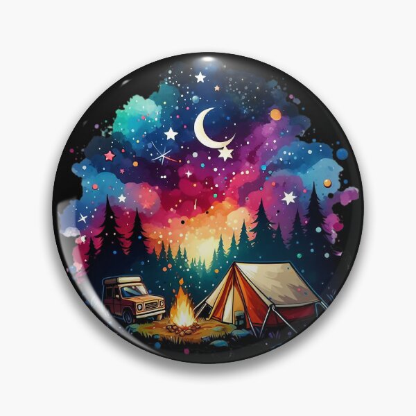 Item preview, Camping Adventure Under Starry Crescent Moon designed and sold by SportsT-Shirts.